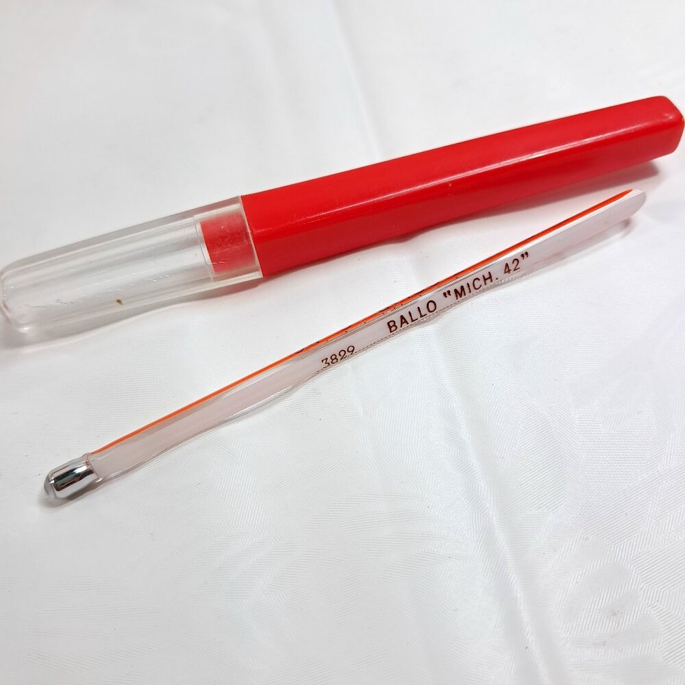 Vintage Ballo Thermometer 3829 red plastic case‎ Rectal Fever Mich.42 Mich 42